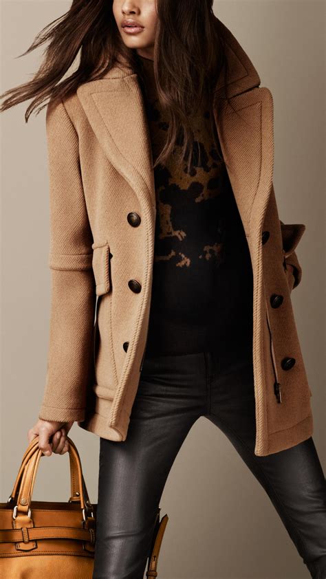 burberry peacoat camel check|burberry check wool coats.